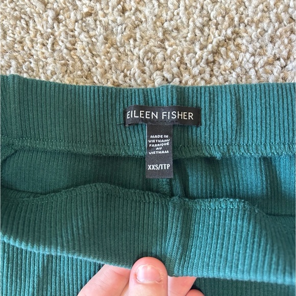 Eileen Fisher Women’s Ribbed Organic Cotton Blend Straight Pant Cropped Teal XXS - Picture 9 of 11
